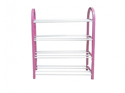 Παπουτσοθήκη Μεταλλική Σταντ 12 θέσεων σε ροζ χρώμα, 58x42x8cm, Stand Shoes Rack