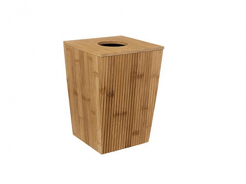 Κάδος Απορριμμάτων 6 λίτρων από Ξύλο Bamboo με Άνοιγμα στο Καπάκι, 15.5x19.5x26.5 cm