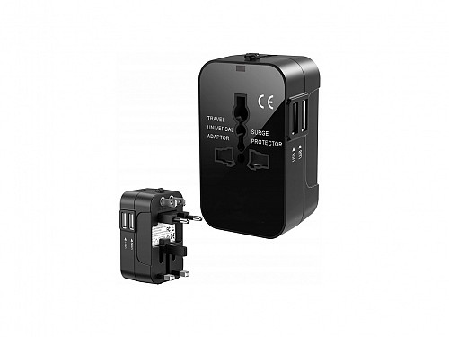 Universal Travel Plug Travel Adapter from EU to UK, with 2 USB ports, 7.5x5x4cm